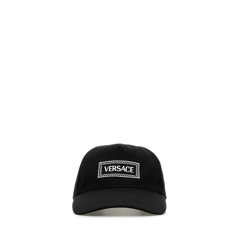 Versace Men Black Cotton Baseball Cap